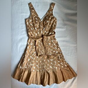 Nine West Tan Polka Dot Dress with Belt